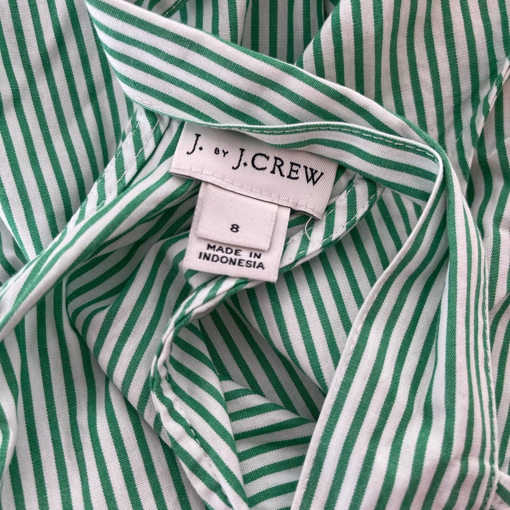J. Crew Green Striped Sleeveless Blouse - Picture 5 of 6